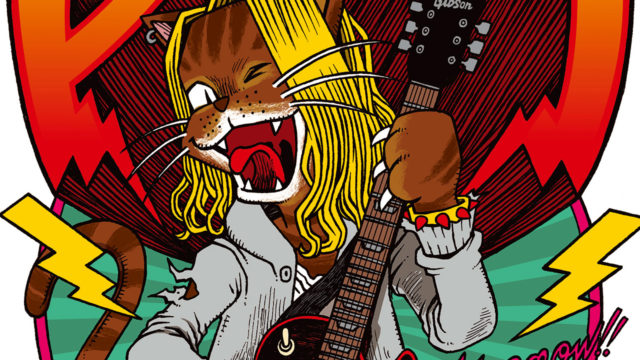 ギターを掻き鳴らすロックンロール猫イラスト Flyace