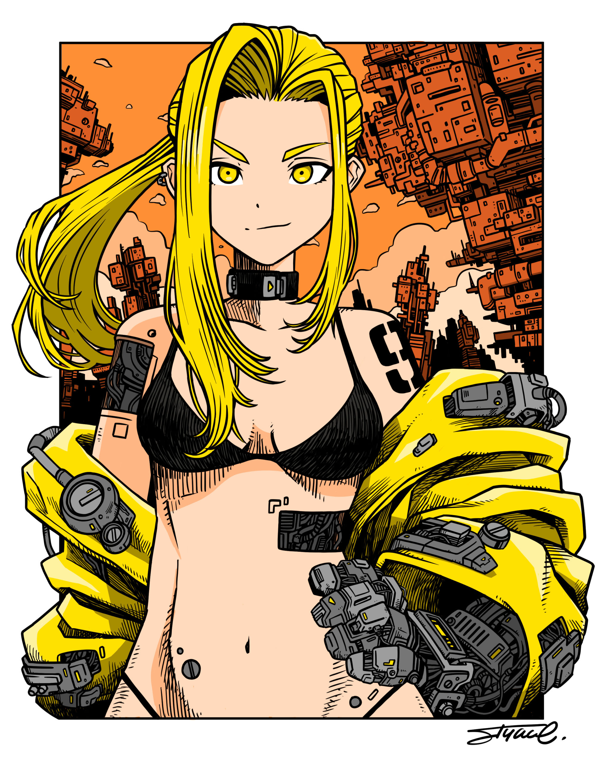 Cyberpunk Girl at Dusk